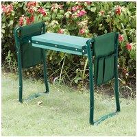 Living and Home Folding Garden Kneeling Stool with 2 Detachable Tool Bags in Green