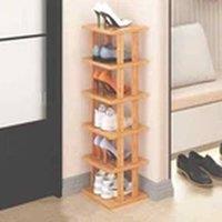 Havendro Vertical Shoe Rack 6-Tier - Bamboo Corner Shelf Organizer in Natural