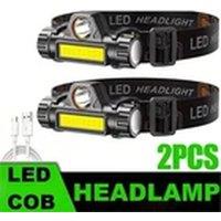 Havendro 2pcs Head Torch Headlight Headlamp Rechargeable LED Bright Waterproof in Black