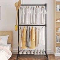 Havendro 2 Tiers Black Single Rail Garment Hanging Stand Shoe Storage Shelf