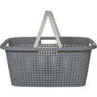 Havendro Grey Large Plastic Laundry Basket Storage Hamper with Carry Handles