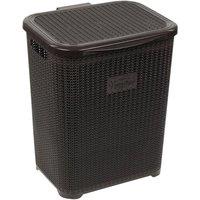 Havendro Dark Brown 45L Laundry Basket Plastic Hamper Lid Handles