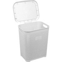 Havendro White 45L Laundry Basket Plastic Hamper Lid Handles