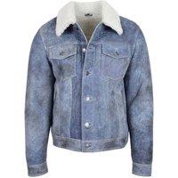 House of Leather Men's Mens Real Sheepskin Trucker Style Jacket Noah Denim Blue | Size: Medium