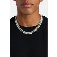 Cernucci Men's 14mm Baguette Prong Cuban Chain in Metallic Silver | Size: 18 inches