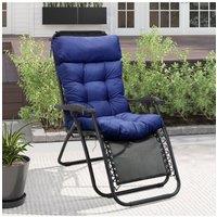 H&O Direct 125cm W x 55cm D Tri-Fold Waterproof Lounge Cushion in Navy | Size: 125 cm W x 55 cm D