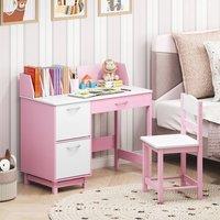 Costway Kids Study Desk & Chair Set Wooden Activity Table Set w/ Drawer