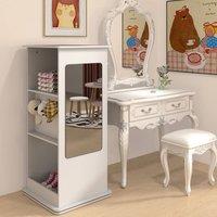 Costway Kids Rotating Bookshelf 360 Spinning Wooden Bookcase w/Chalkboard in White