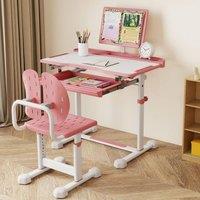 Costway Kids Activity Desk Set Height-Adjustable Study Desk & Chair Set in Pink
