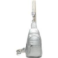 Fontanella Fashion Women's Dohara Dual Compartment PU Crossbody Sling Bag in Silver