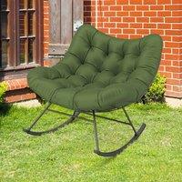 Costway Indoor Outdoor Rocking Chair Oversized Egg Papasan Chair in Green