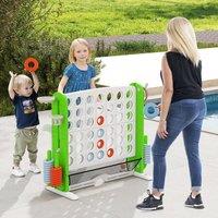 Costway Jumbo 4-in-a Row Game Set Height Adjustable 4-to-score Giant Game in Green