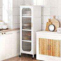 Costway 5-Tier Metal Storage Cabinet Tall Kitchen Pantry w/Adjustable Shelves in White
