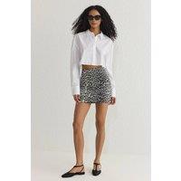 WOVCOR Women's Leopard Print Woven Mini Skirt in Grey | Size: 10