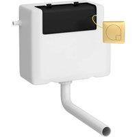 Balterley Universal Dual Flush with Square Flush Plate - Brushed Brass/White in White