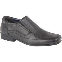 Roamers Men's Leather Twin Gusset School Shoes in Black | Size: 3