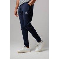 Santa Barbara Polo & Racquet Club Men's Cotton Rich Joggers with Ribbed Side Panels & Drawstring Waist in Navy | Size: XL