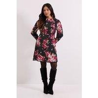Dorothy Perkins Women's Petite Patchwork Floral Lace Trim Detail Tie Back Printed Mini Dress | Size: 10