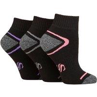 SOCKSHOP Women's 3 Pair Performance Sport Cushioned Ankle Socks in Black | Size: 4-8