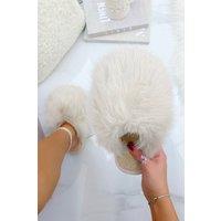 Love Lemonade Women's Ultimate Cosy Fluffy Slippers in Cream | Size: 3