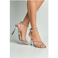 Miss Diva Women's Azelma Diamante Strappy High Heels in Silver | Size: 4