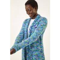 Roman Women's Fluffy Longline Cosy Cardigan in Blue | Size: 20