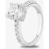 Starbright Women's Silver Four Claw Round Cubic Zirconia Shouldered Ring R6168 3A (58) | Size: 58 (Q 1/4)