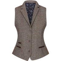 TruClothing Women's Wsn - Tweed Herringbone 1920's Waistcoat in Light Brown | Size: 18