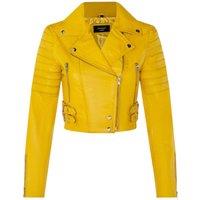 Infinity Leather Women's Brando Cropped Leather Jacket-Longtown in Yellow | Size: 12