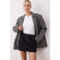 WOVCOR Women's Mini Denim Skirt with Accessory Detail in Black | Size: 14