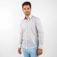 CLAUDIO LUGLI Men's Pastel Knitted Cotton Classic Shirt in Grey | Size: 3XL