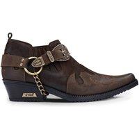 Infinity Leather Men's Brown Leather Metal Chain Winklepicker Cowboy Shoes | Size: 10