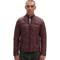 Infinity Leather Men's Moto Leather Biker Jacket-Taiwan in Burgundy | Size: 3XL