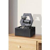 Living and Home Cascade Feature Tabletop Water Fountain with LED Light in Grey
