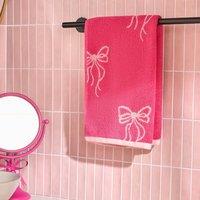 OHS Bows 100% Premium Cotton Hand Towel Hotel Quality Soft Absorbent in Bright Pink