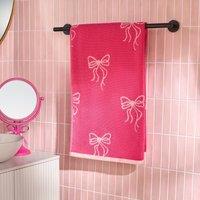 OHS Bows 100% Premium Cotton Bath Towel Hotel Quality Soft Absorbent in Bright Pink