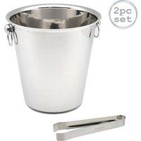 Rink Drink Stainless Steel Ice Bucket & Tongs Set - 4 Litre - Silver