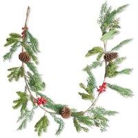 Shatchi Christmas Garland 180CM Red Berry & Pinecone Wreath for Xmas Decor in Green | Size: 180 cm