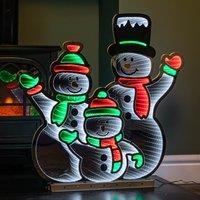 Samuel Alexander 65cm Infinity Standing Snowmen Family on Metal Base with White, Red & Green LEDs in White