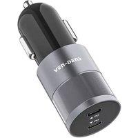 VEN-DENS VD-CC005 -40W -Car Charger -Dual Type C PD Port-Fast Charge in Black