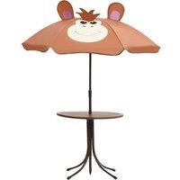 Berkfield Home Sturdy 3 Piece Kids' Garden Bistro Set with Parasol Brown