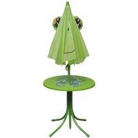 Berkfield Home Sturdy 3 Piece Kids' Garden Bistro Set with Parasol Green