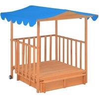 Berkfield Home Kids Playhouse with Sandbox Fir Wood Blue UV50 in Natural