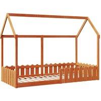 Berkfield Home Kids' House Bed Frame without Mattress Wax Brown 90x200 cm