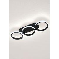 Living and Home Modern LED Three-Ring Ceiling Light in Black