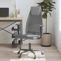 Berkfield Home Office Chair Grey Mesh Fabric & Faux Leather