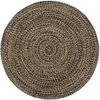 Berkfield Home Handmade Rug Jute Black & Brown 180 cm | Size: 100 cm diameter
