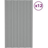 Berkfield Home Roof Panels 12 pcs Galvanised Steel Grey 80x45 cm