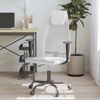 Berkfield Home Office Chair White Mesh Fabric & Faux Leather