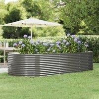Berkfield Home Garden Raised Bed Grey 291x140x68 cm Powder-coated Steel | Size: 291 x 140 x 68 cm